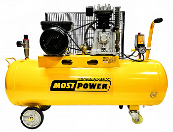 Компрессор 100 MOST POWER BC 100/400 (220В, 400л/мин, 100л, 10 бар, 3,0 кВт, 950 об/мин, 2 разъема б/с EURO, ременной привод, 64кг)