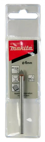 Сверло Makita д/стекла 6х65 цилинд.  хвостовик D-25149