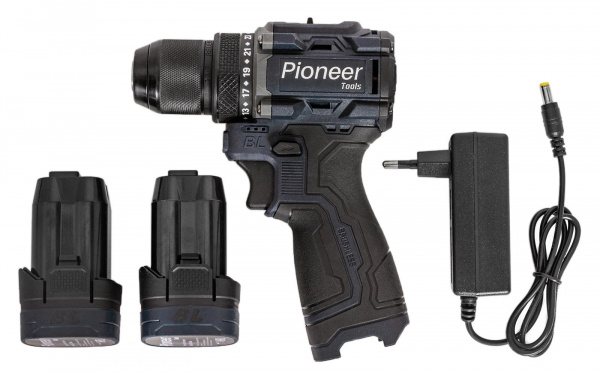 Дрель акк бесщет. Pioneer CD-E1602BL-01 (16В, 2акк*2Ач, Li-Ion, 45Нм, патрон 10 мм, 2 скорости, ЗУ,