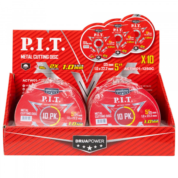 Диск отрезной по нерж. стали P.I.T. DRUA ACTW01-1250C (10 уп. ACTW01-1250B + карт. дисплей)