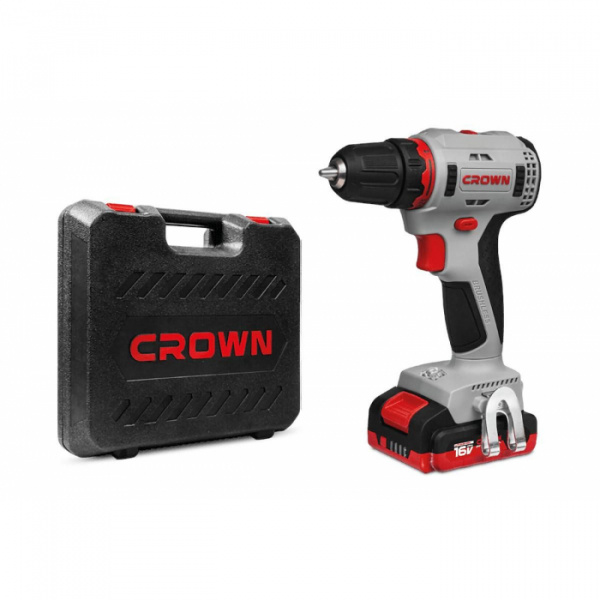 Дрель акк CROWN CT21092H-2 BMC (16В, 2х2,0А/ч Li-ION, БЗП13мм, 50Нм, кейс, бесщеточный двигатель)
