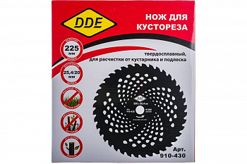 Диск для триммера 225 DDE WOOD CUT (40 зубьев; 225 х 25.4/20 мм; толщина = 1,3 мм) 910-430