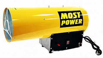 Нагреватель газовый MOST POWER TSG-50M (50кВт, площадь 285м2, расх.топл.3,63л/ч, 650м3/ч, степ.защиты IР10, вес 6,2кг, шланг 1,5м, редуктор, рукоятка)