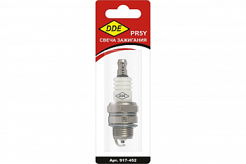 Свеча зажигания DDE - PR5Y (Champion RCJ6Y, Bosch WSR5F, NGK BPMR8A) бензопилы, триммеры, мотобуры до 30 куб.см.
