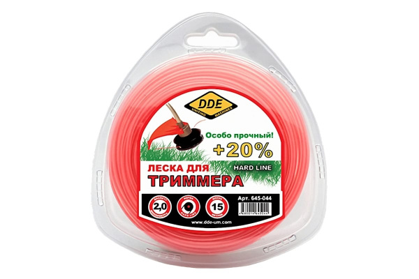 Леска триммерная в блистере DDE "Hard line" (круг армированный) 2,0 мм х 15 м 645-044