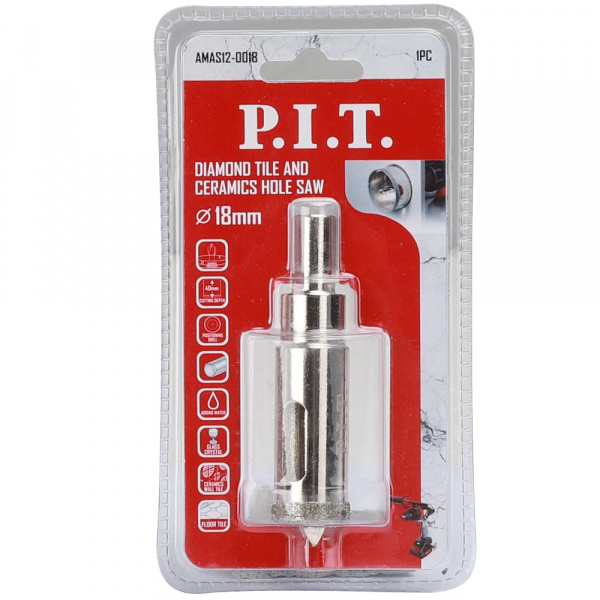 Коронка алмазная по керамике P.I.T. 18x70 мм(AMAS12-0018)