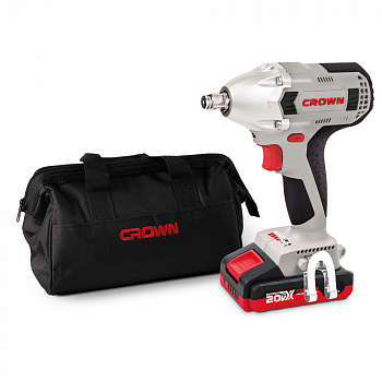 Гайковерт акк бесщет. уд. CROWN CT22015HX-2 TB (Construction, B3+, 20В, 2акк*2,0Ач,Li-ion,320Нм,0-2100об/мин,3200уд/мин,патрон 1/2", СУМКА,ЗУ,КОРОБКА)