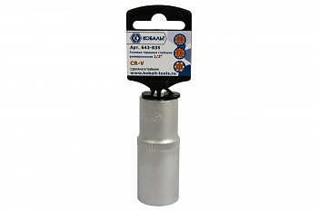 Головка торцевая глубокая универсальная КОБАЛЬТ 1/2", 22 мм, SPLINE Cr-V (1шт.) подвес 643-835