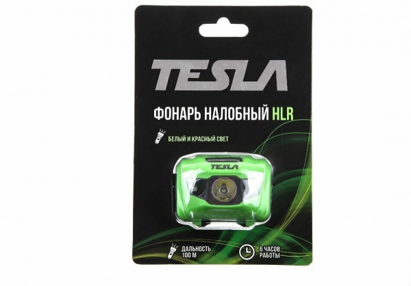 Фонарь налобный TESLA HLR (3Вт, 120 люмен, красный свет)