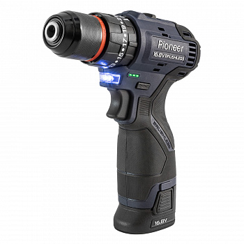 Дрель акк бесщет. ударная Pioneer CID-E1602BL-22C (16В, 2акк*2Ач, Li-Ion, 40Нм, мет.БЗП 10 мм, 2 скорости, 5000/22000уд/мин, ЗУ, КЕЙС)  (10) 