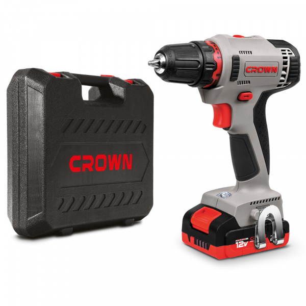 Дрель акк CROWN CT21081H-2 BMC (12В, 2х2,0А/ч Li-ION, БЗП10мм, 30Нм, кейс)