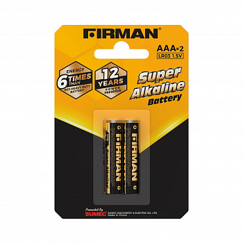 Батарейка FIRMAN AAA/LR03 (2 х блистер, в упак.12шт. блистеров) AAA/LR03-2