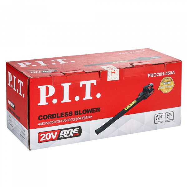Воздуходувка акк P.I.T. PBO20H-450A SOLO (20 В, произв-ть 5 м³/мин, 9500/14000 об/мин, без акк и зар