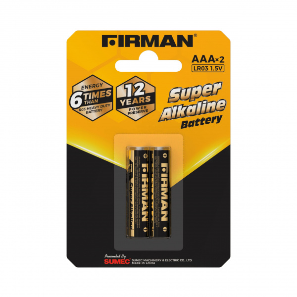 Батарейка FIRMAN AAA/LR03 (2 х блистер, в упак.12шт. блистеров) AAA/LR03-2