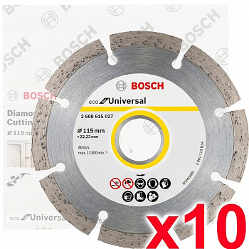 Диск алмазный 115х22 Bosch универс. ECO 10шт. 2608615040