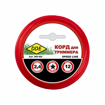 Корд трим.  2,4* 12м звезда в блистере DDE "Speed line" красный 908-962