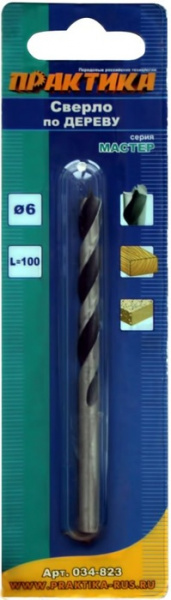 Сверло дерево Практика 6*100мм 034-823