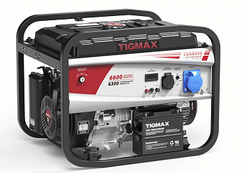Электростанция бенз.TIGMAX  TU6800E (6,3/6,6кВт, 220В, двиг. TX190FE, 420см3, 13л.с., бак 24л, ЭЛСТАРТ, 74кг) 