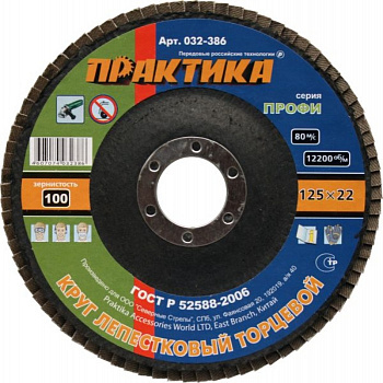 Круг лепестк.торц.Практика 125*22мм Р-100  032-386