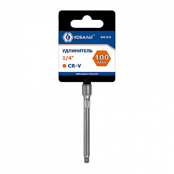 Удлинитель КОБАЛЬТ 1/4", 100 мм, Cr-V (1шт.) подвес 642-616