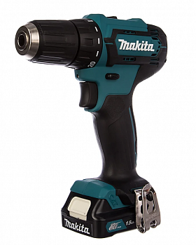 Дрель акк Makita DF 333 DWYE 12В, 2х1.5АчLi-ion(слайдер), БЗП-10мм, 0-450\1700об\м, 30\14Нм, подсветка, кейс