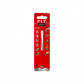 Сверло по металлу самоцентрирующееся P.I.T. серия DRUA AMED16-0001A (HSS, Ø1,5мм, 40х18мм,SharkStep)