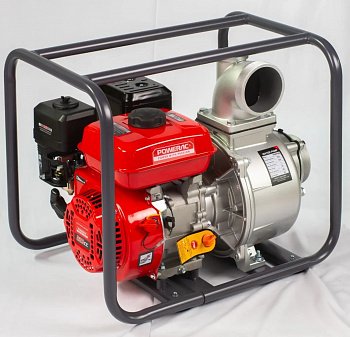 Мотопомпа Powerac PRWP40B  (д/чистой воды, 300л/мин, подъем с глубины 7м, высота напора 75м, диам.вход.50-40мм, двиг. 4х такт, 7л.с., бак 3,6л) 