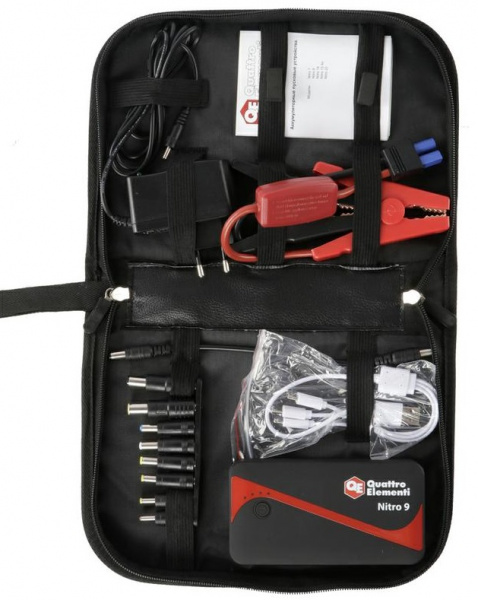 Пусковое устройство QUATTRO ELEMENTI Nitro  9  (12В, 9000 мАч, 450 А,  USB, LCD -  фонарь) 790-311