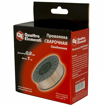 Проволока омедненная сварочная QUATTRO ELEMENTI  0,8 мм, масса 1 кг 790-397