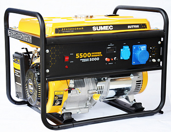 Электростанция бенз.   SUMEC SU7700 (5,0/5,5кВт, двиг. 190F, 420см3, 15л.с., бак 25л, ручной стартер, 75кг) 
