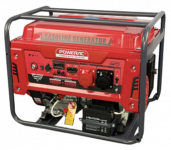 Электростанция бенз. Powerac PR5500 Classic (5,0/5,5кВт, 220В, бак 20л, ЭЛСТАРТ, МЕДЬ, колеса, функция АВР)