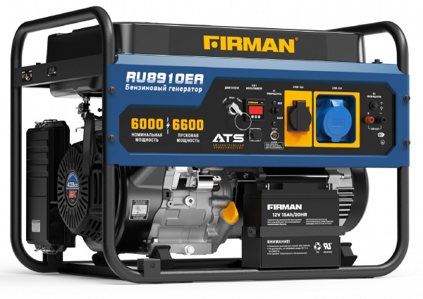 Электростанция бенз. FIRMAN RU8910EA (6,0/6,6кВт, 220В, 2,8л/час, бак 25л, двиг. EX 440E, 15л.с., 43