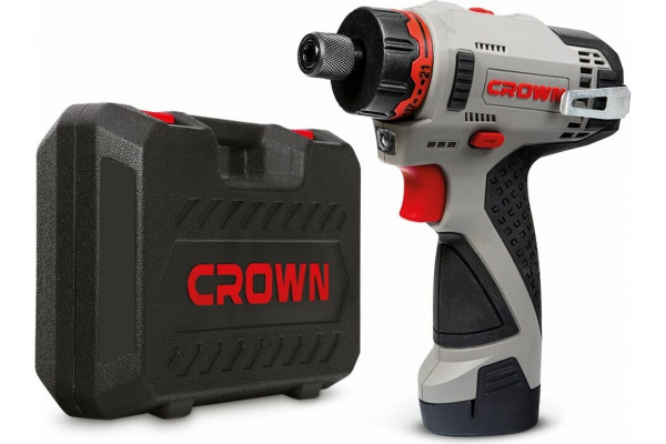 Дрель акк CROWN CT21072HBX-2 BMC (12В, 2х2,0А/ч Li-ION, патрон 1/4 HEX, 30Нм, кейс)