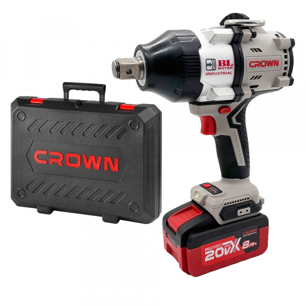 Гайковерт акк бесщет. уд. CROWN CT22056HX-8SC4 BMC (Construction,1акк*х8.0Ач,0-1800 об/мин,0-2200 уд