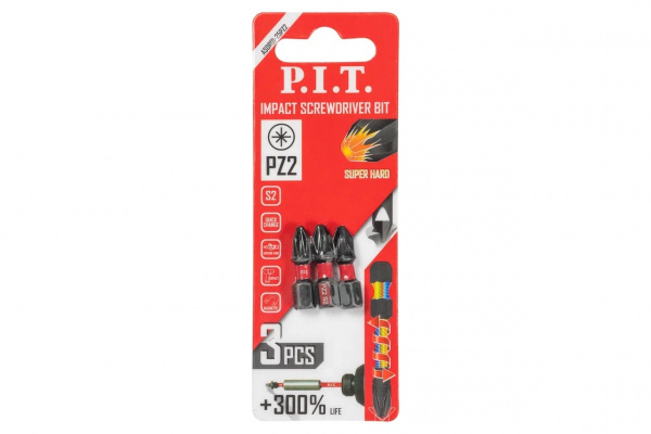 Бита ударная P.I.T. PZ2x25 мм 3 шт в уп.(ASDR01-25PZ2)