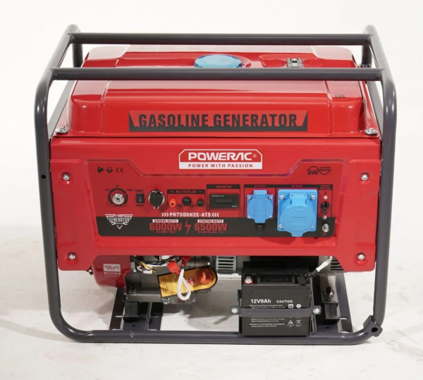 Электростанция бенз. Powerac PR6500 Classic (6,0/6,5кВт, 220В, бак 20л, ЭЛСТАРТ, МЕДЬ, колеса 8" + р