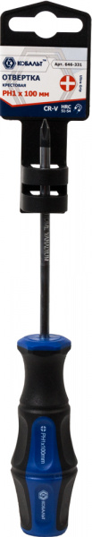 Отвёртка КОБАЛЬТ Ultra Grip PH-1 х 100 мм CR-V, 2компонентная рукоятка (1шт.) подвес 646-331
