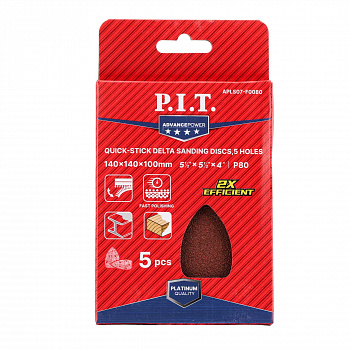 Лист шлифовальный дельтовидный P.I.T. ADVANCE 140x140x100мм, P80, 5 отв., 5 шт. (APLS07-F0080)