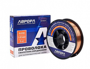Проволока омедненная сварочная АВРОРА ER70S-6 d.1.0 мм 5кг D200  40990