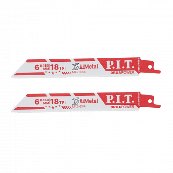 Полотно для сабельной пилы по металлу P.I.T. DRUA 2шт, 150мм, 18 TPI, бим D6A+M2 (ARSB-0618C)