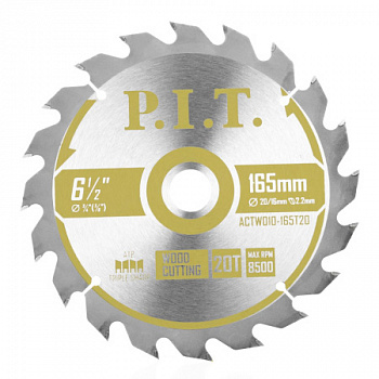 Диск пильный 165х30/20х20Т P.I.T. 1,4 мм (ACTW10-165T20)