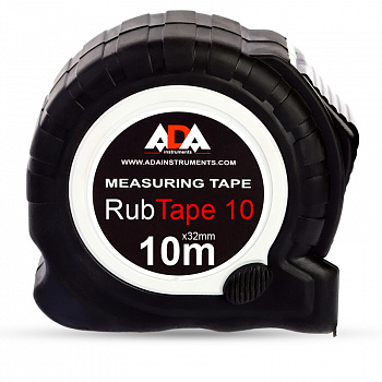 Рулетка ударопрочная ADA RubTape 10 с полимерным покрытием ленты (сталь, с двумя СТОПами, 10 м)  А00154