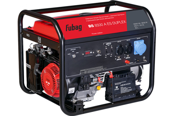 Электростанция бенз. Fubag BS 8500 A ES DUPLEX (8,0/8.5кВт, пик мощ.16кВа 220В, .бак25л, эл.старт.)