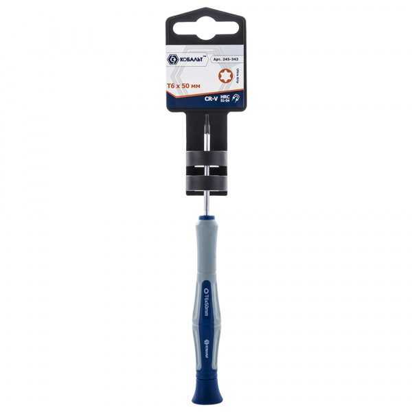 Отвертка для точных работ КОБАЛЬТ Ultra Grip T6х50мм CR-V, 2комп рукоятка (1шт.) подвес 245-343