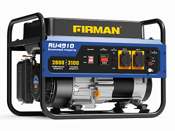 Электростанция бенз. FIRMAN RU4910 (2,8/3,2кВт, 220В, ручной стартер, 1,1л/час, бак 17л, двиг. EX210, 7,0л.с., 208см3, 52кг, МЕДЬ)