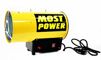 Нагреватель газовый MOST POWER TSG-15M (15кВт, площадь 121м2, расх.топл.1,09л/ч, 320м3/ч, степ.защиты IР10, вес 4,2кг, шланг 1,5м, редуктор, рукоятка)