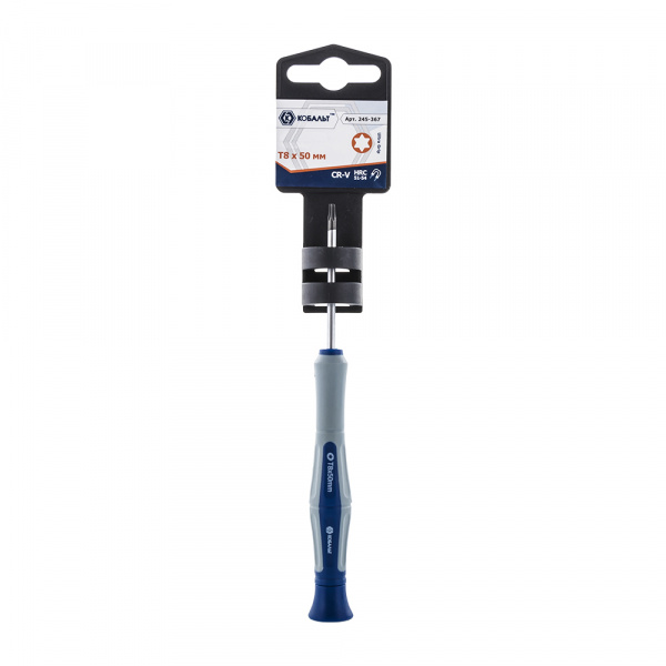 Отвертка для точных работ КОБАЛЬТ Ultra Grip T8х50мм CR-V, 2комп рукоятка (1шт.) подвес 245-367