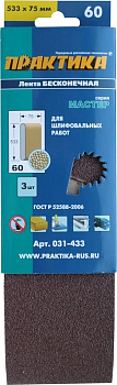Лента шлиф.Практика 75*533мм Р60 (3шт.) 031-433
