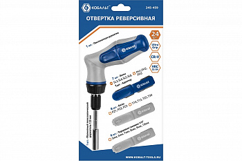 Отвертка реверсивная КОБАЛЬТ Ultra Grip пистолетная, телескоп,набор бит и головок1/4",(24шт.) блис245-459