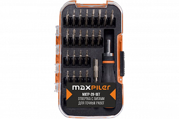 Набор бит для точных работ с рукояткой MAXPILER MXTP-28-SET (28 шт, адаптер, кейс)